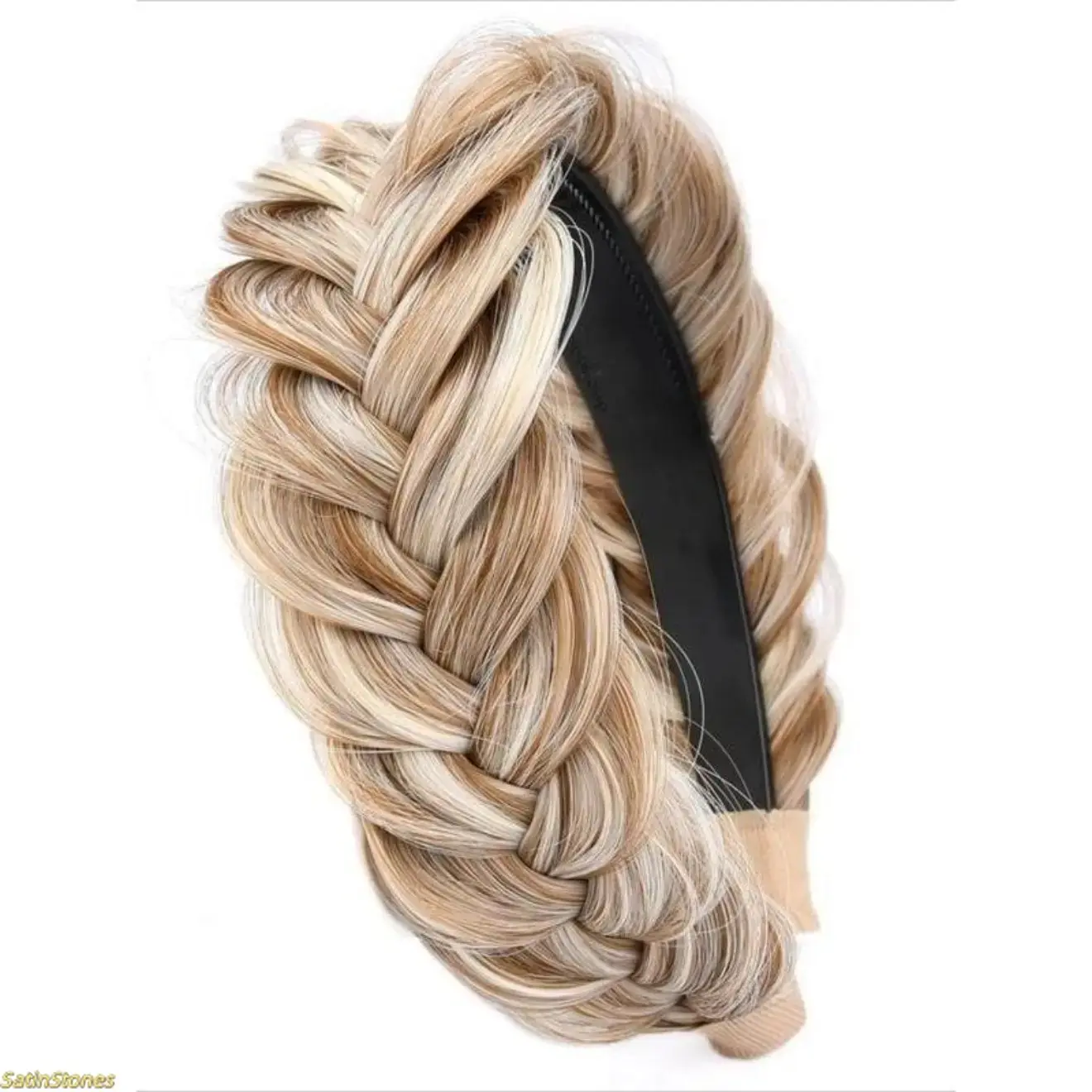 Wide Braided Headband - Sandy Gold Elastic Headband with High Elasticity, Unique Weave Design, Unisex Fashion Hair Accessory for Women, Elastic Headbands, Braidedheadband backtoschool