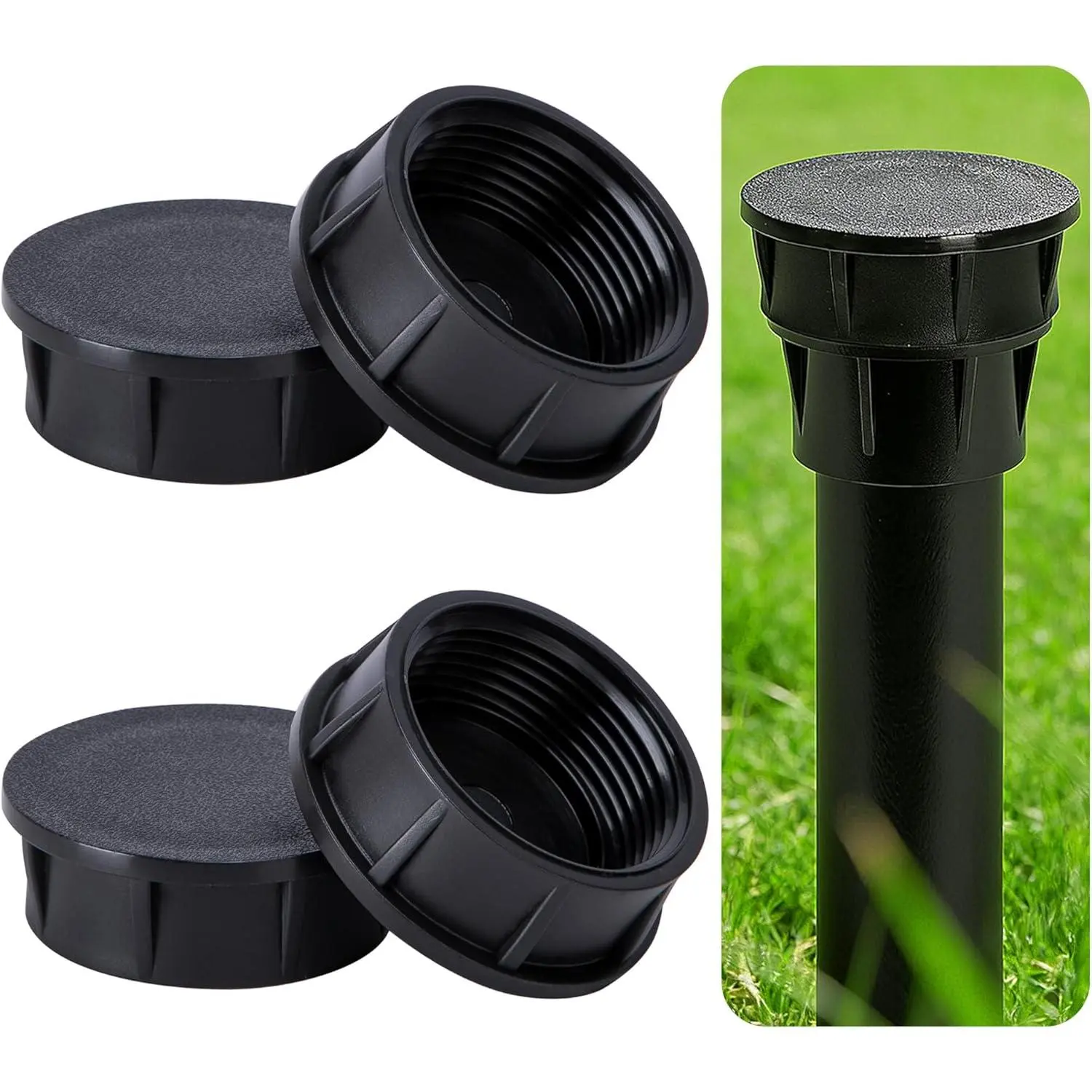 4 count Sprinkler  Caps,  Shut Off Cap with Sealing Ring, 1.8''ID | Effective Sealing,  Accessories, Easily Use and Remove,Outside Lawn Yard Garden Watering Irrigation Systems