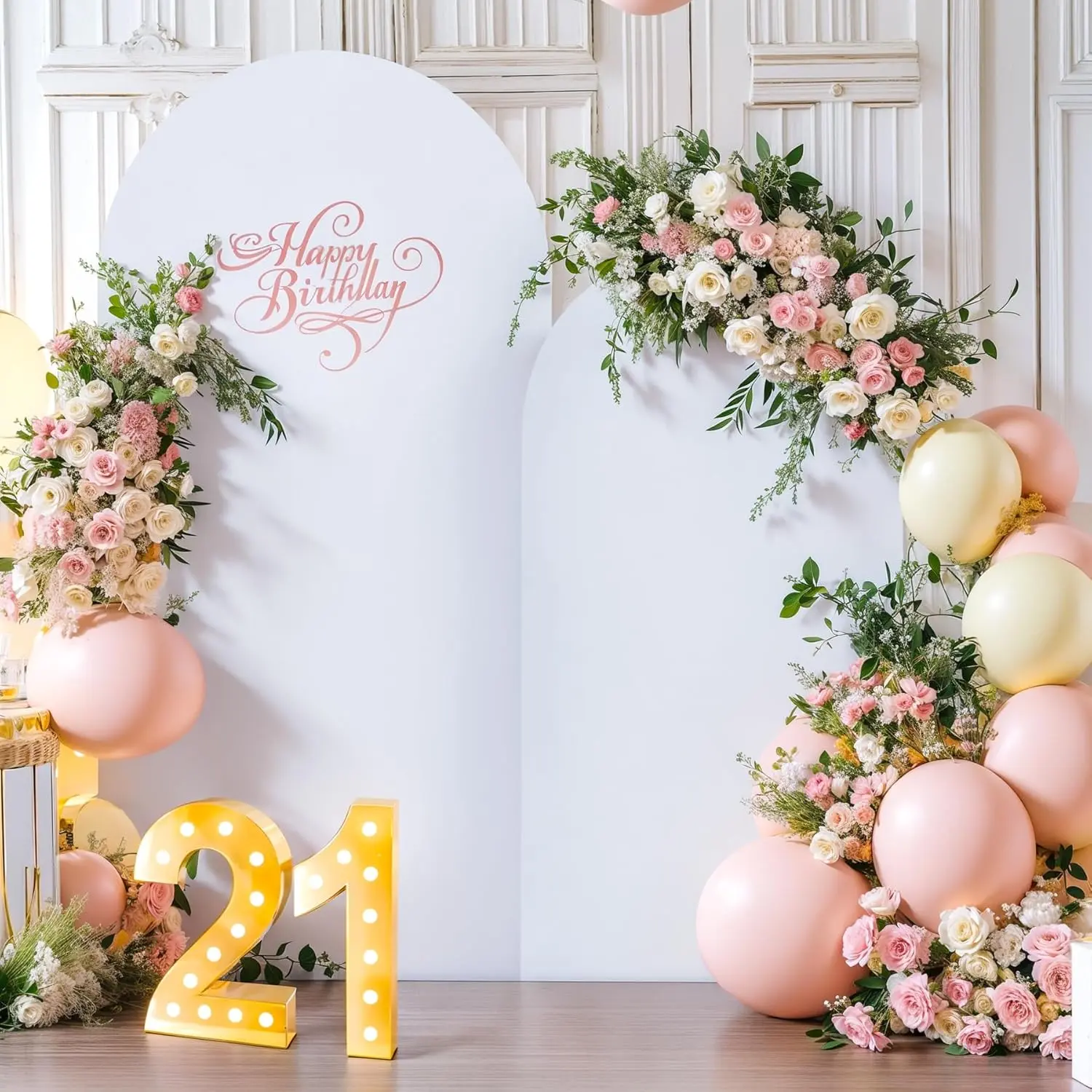 White Arch Backdrop Cover 7.2FT 6FT Spandex Arch Covers Stretchy Backdrop Set of 2,-Layer Wrinkle Free Wedding Arch Stand Cover Backdrop Curtains for Baby Shower Birthday Decoration
