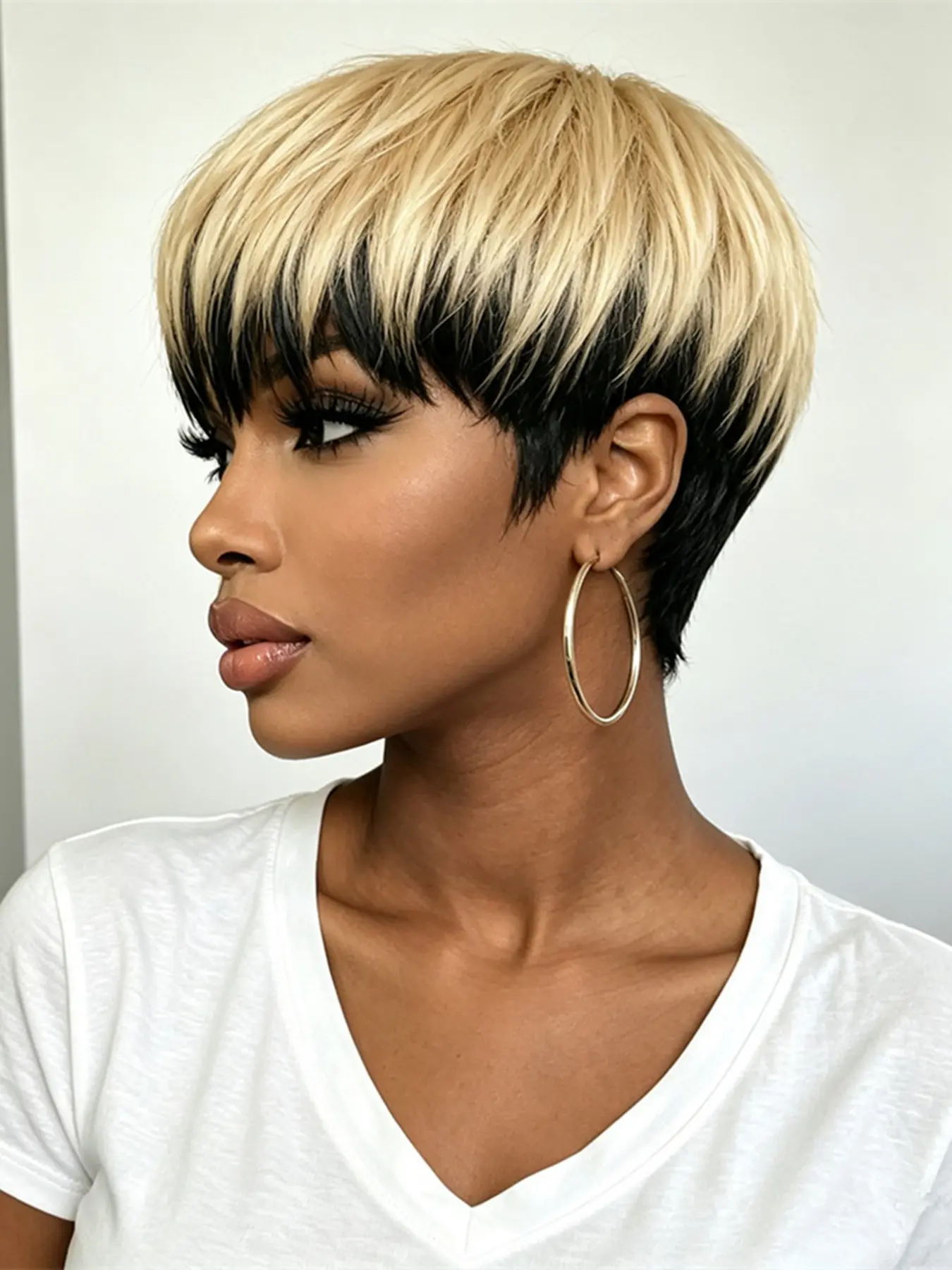 150% Density Pixie Cut Human Hair Wigs, Short Straight 1b27 Color, Machine Made, Ideal for Daily Use, Party, Cosplay, Women