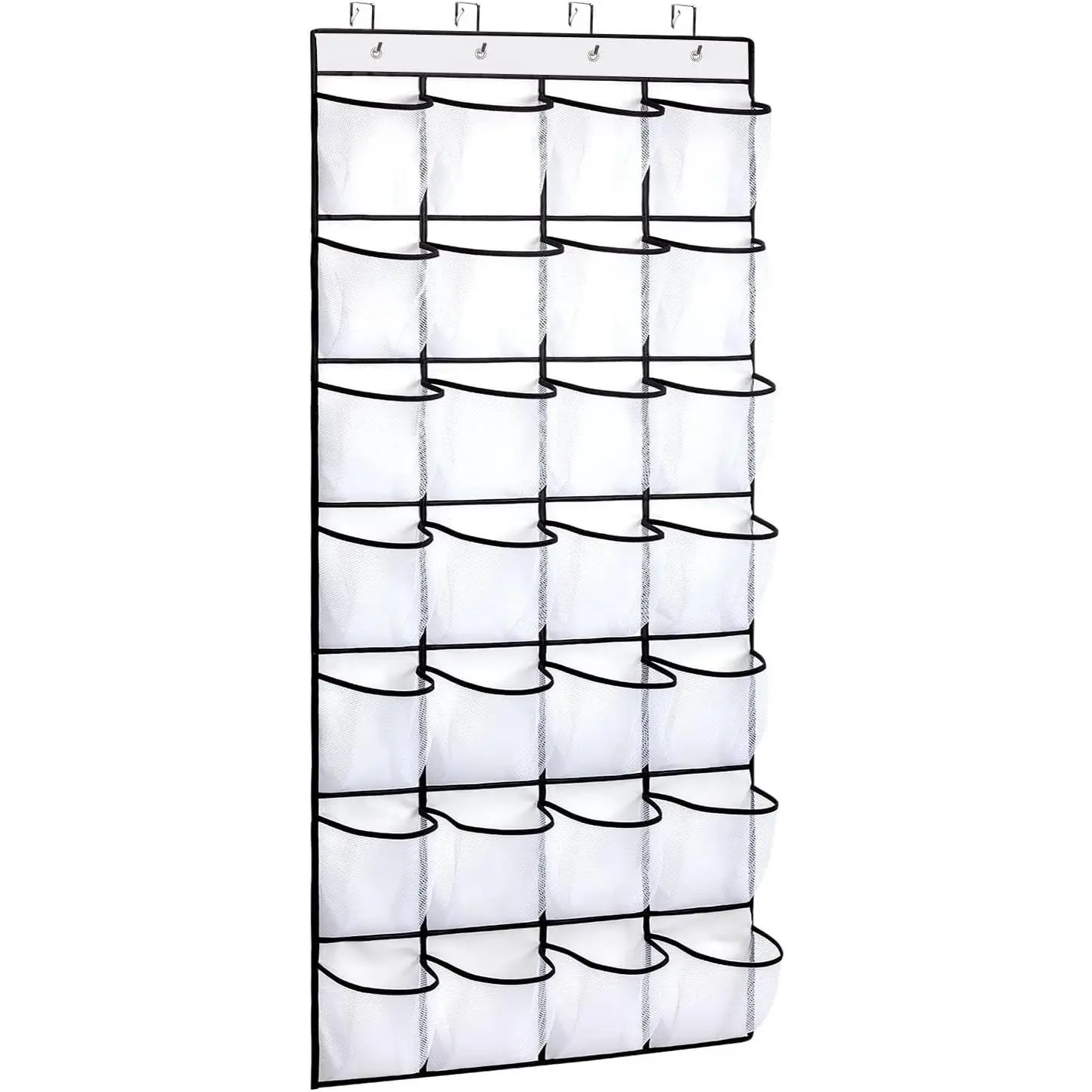 28 Large Pocket Over the Door Shoe Organzier,  Shoe Rack for Door Large Capacity Shoe Organizer Holder with 4 Metal Hooks.