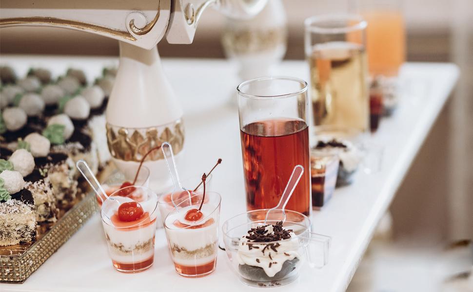 Make food sampling easy and clean with these 1000 mini clear taster spoons!Made of sturdy food-safe plastic, 2.95 x 0.79 inch slim design works wonderfully for jelly, ice cream, cake, spices, and appetizers.Disposable convenience