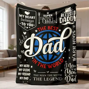 Father's Day gift: Gratitude message on a flannel blanket, Dad-themed flannel blanket | Comfortable and soft, this is a gift suitable for sons and daughters to give to their fathers, and it can be used on sofas, beds, and for afternoon naps in offices.
