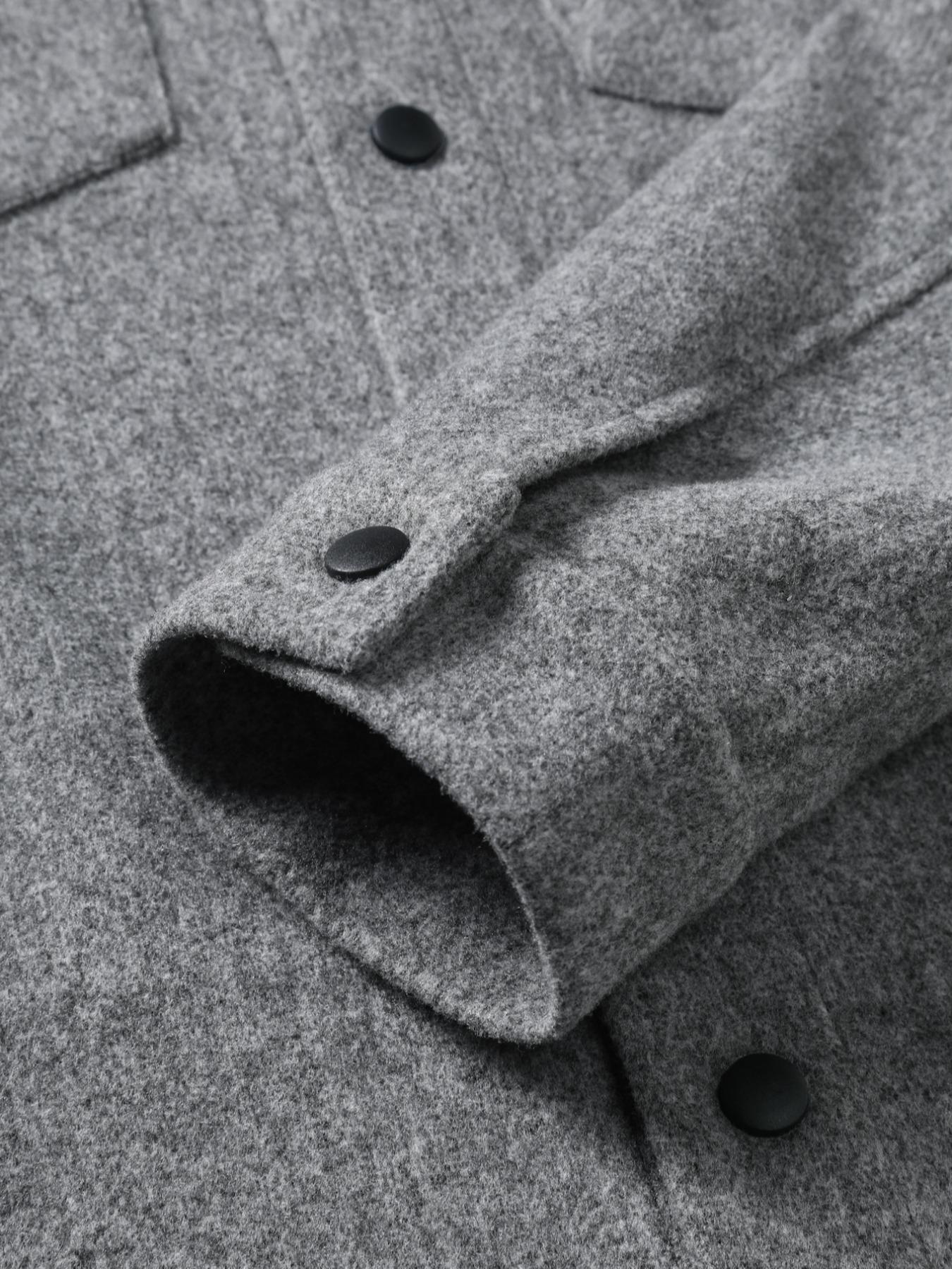 Men's Solid Button Front Pocket Jacket Coats, Regular Fit Casual Collared Long Sleeve Outerwear, Men's Clothes for Daily Wear