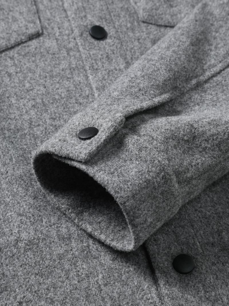 Men's Solid Button Front Pocket Jacket, Regular Fit Casual Collared Long Sleeve Outerwear, Men's Clothes for Daily Wear