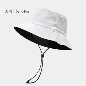 Big Size Sun Hat For Big Heads Reversible Two Side Wear Wide Brim Cap Adjustable Windproof Chin Cord Cotton Travel Hat Traveling Hiking Camping Fishing Gardening Outdoors Clothing Accessories For Men Women