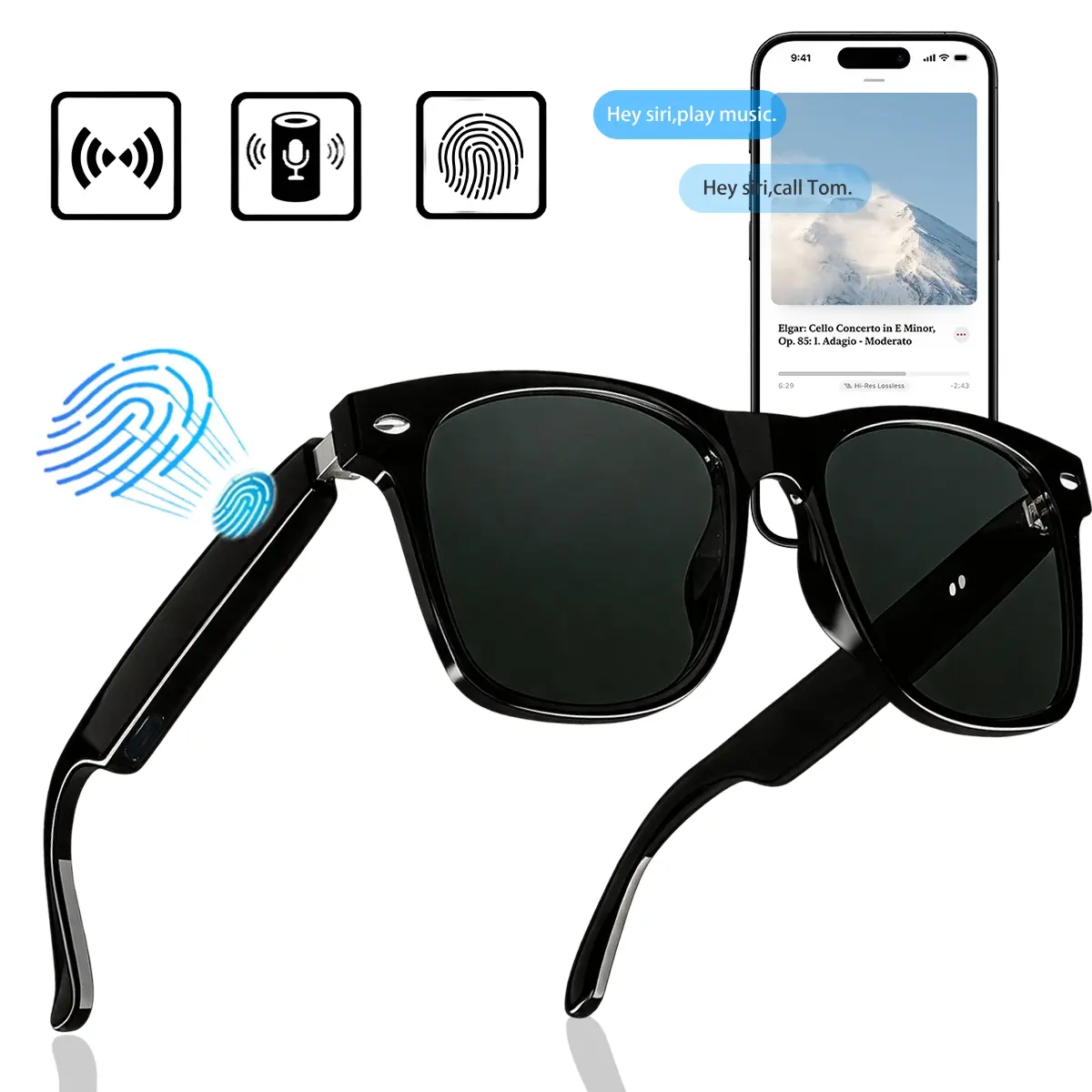 Smart Glasses for Men & Women,Bluetooth Sunglasses,Smart AI Sunglasses with AI Translation with for 100+ Languages,Music Play,UV Protection for Daily Use, Travel, Multifunctional Smart Glasses