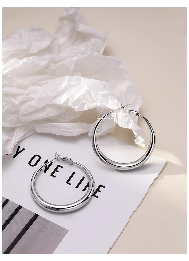 Large-circle plain ring earrings for women, high-end ear clips, ear studs, best-selling ear rings and earrings
