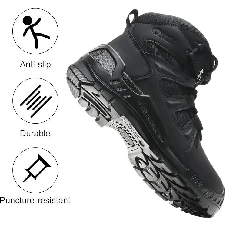 Composite Toe Work Boots for Men, 6 Inch Waterproof Safety Boots, Metal Free Construction Boots, ASTM F2413-18 Rated, EH Protection, Slip Resistant Rubber Outsole, Lightweight, (OX4603) Black
