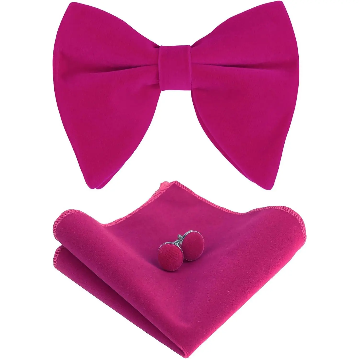 Mens Pretied  Adjustable Bow Tie, Hanky and Cufflinks Set