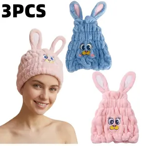 Women's 3PC Microfiber Hair Towel Caps - Lightweight Soft, Super Absorbent, Fast Drying Bonnet-Style Turban Wraps, Machine Washable, Universal Fit Bathroom Home Supplies (Sports & Outdoor Women's Sportswear Accessory)