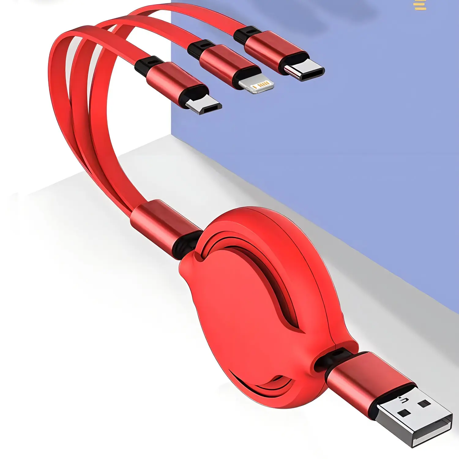 1 Piece Stretchable 3-In-1 Phone Charger Cable Cord, 100w Fast Charging USB to Type-C/iOS/micro Interface, Dual Hand Stretch Storage, Cellphone Accessory Electronic