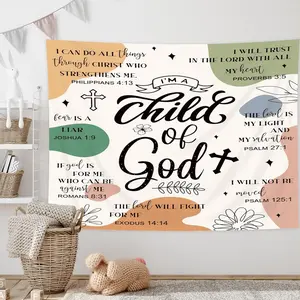 Tapestry Bible Verse Abstract Inspirational Quotes Minimalist Bohemian Wall Art Geometric Scripture Plant Wall Hanging, Fabric Bedroom Living Room Party Decoration 30X40Inch, Valentine'S Day, Easter