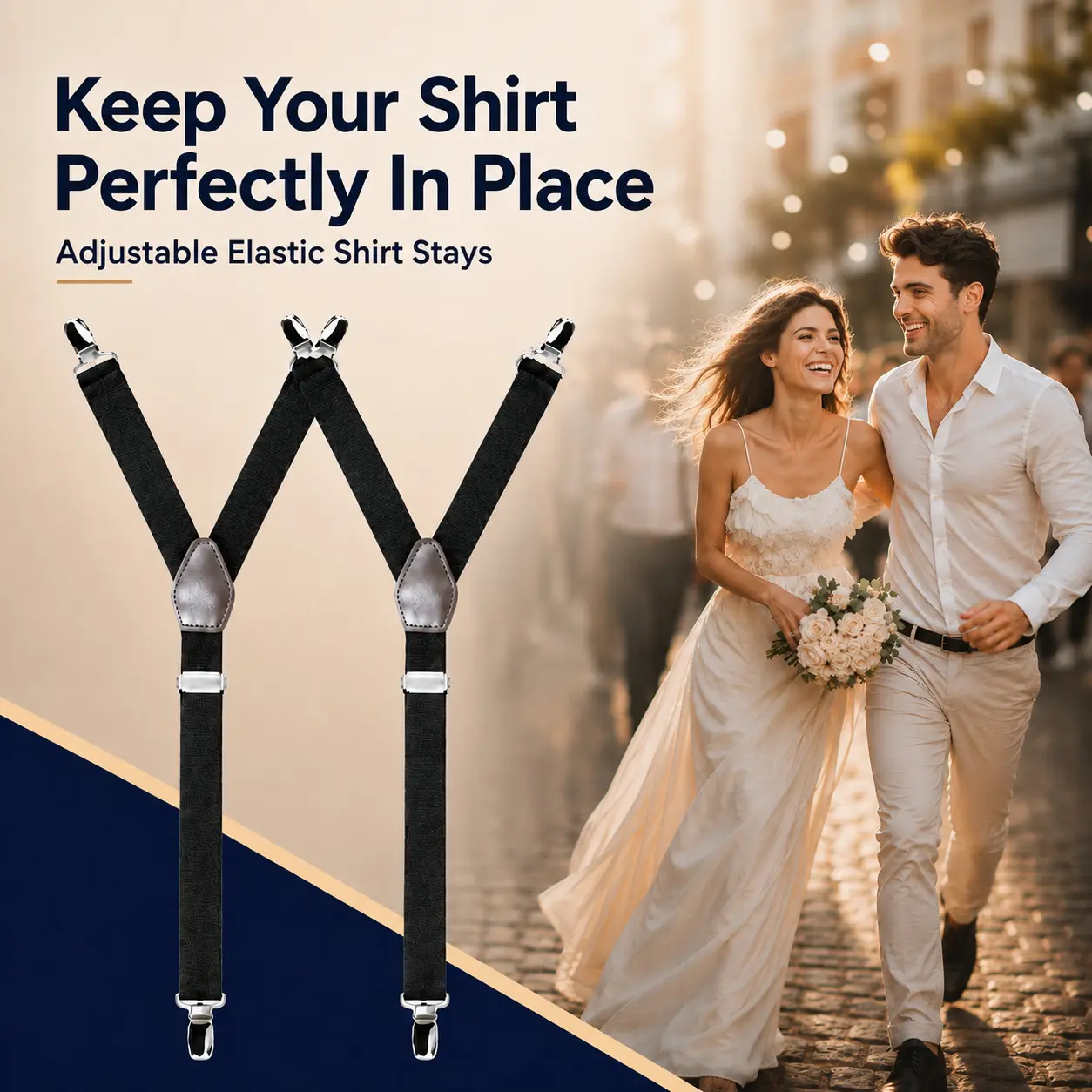 Shirt Stays for Men Adjustable Elastic Shirt Garters with Non Slip Clips Dress Shirt Holder Straps 1 Pair