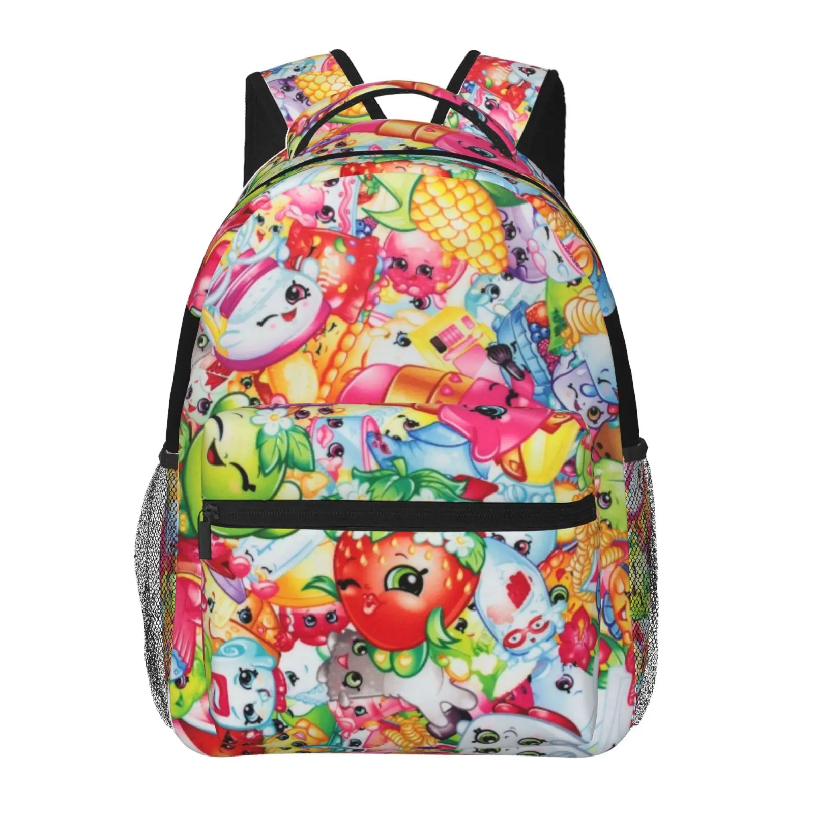 Large Capacity Anime Shopkins 9 Backpack, Cartoon Student School bag, boys girls Breathable Adjustable Shoulder Straps School Daypack, Durable Lightweight Book Bag for Daily School Travel Camping Office