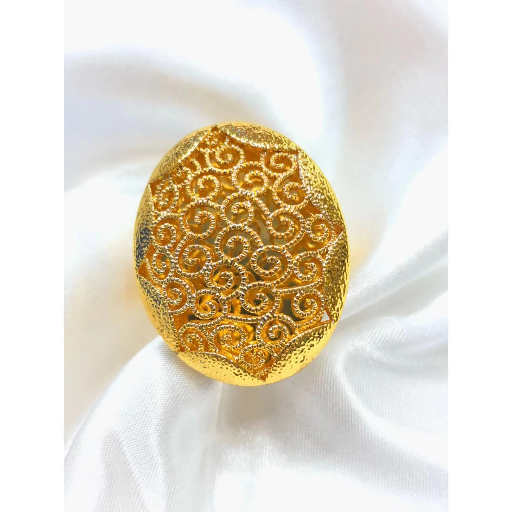 GOOD Dubai Golden Ring Brazilian Women 24K Gold Plated Wedding Bride Arabic Ethiopian Big Nigerian Jewellery Moroccan Resizabl