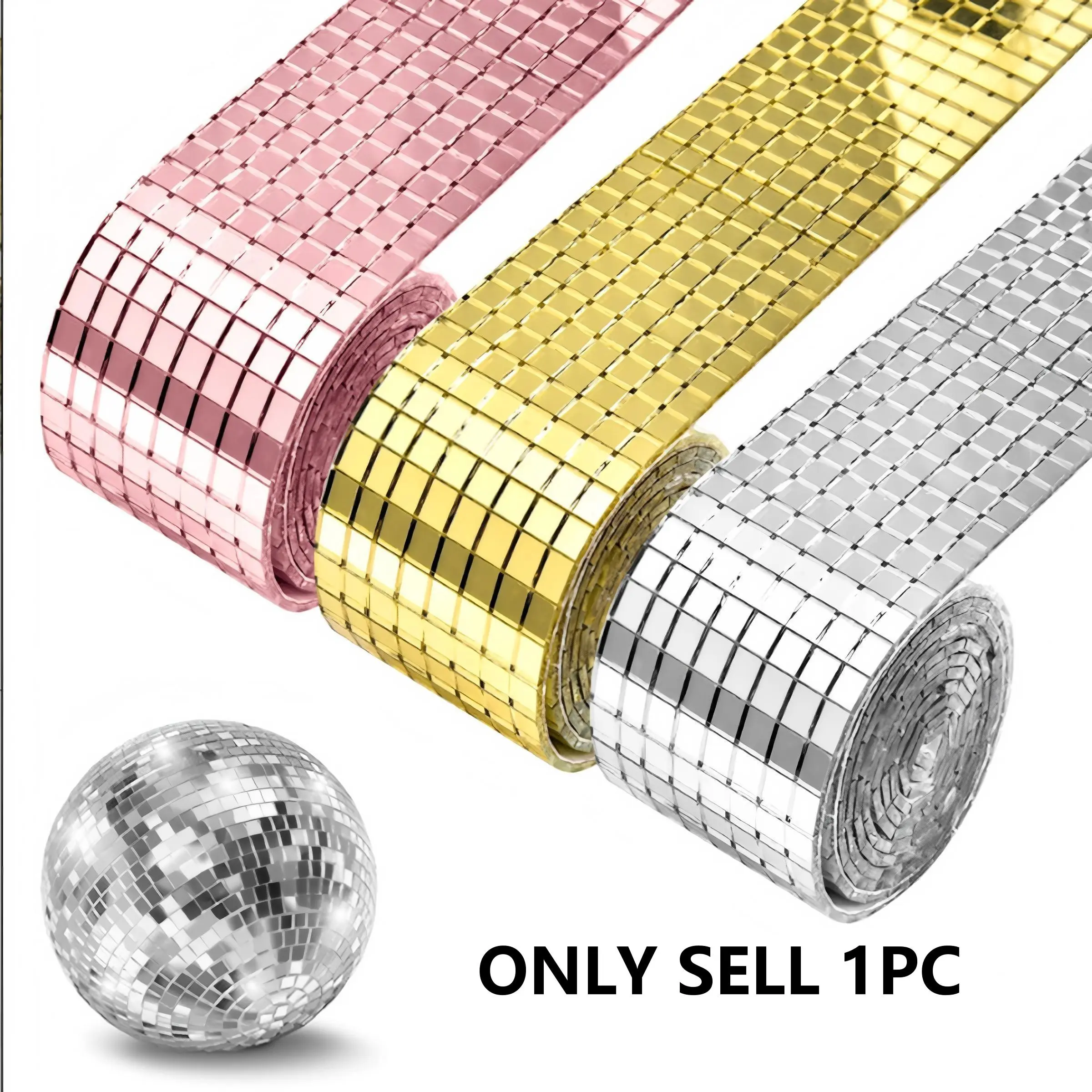 Create Stunning DIY Disco Balls! 1600PCS 5x5mm Self Adhesive Square Glass Mirror Mosaic Tiles for Interior Decoration, Card Making & Art Collage Projects