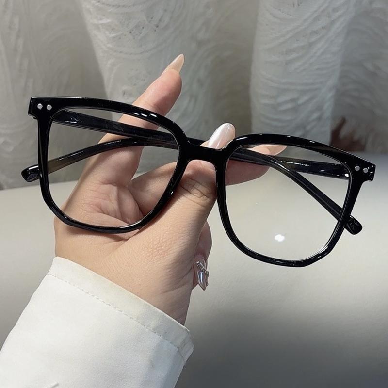 3pcs Anti-blue Light Glasses for Women Simple Regular Eyeglass Frame Finished Retro Flat Light Frame One-Piece Pullover Hat with Neckband