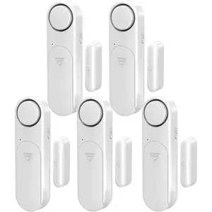 5-Pack Window & Door Opening Sensor Alarms, 120dB Alarm Home Security System with Batteries & Doorbell Chime, Elderly Safety Alert for Kids & Dementia Care, White Hardware for Garage, Apartment