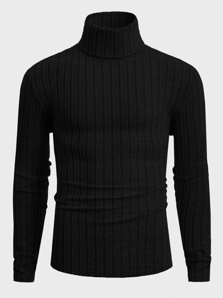 Men's High Neck Pullover Sweater, Solid Color Long Sleeve Crew Neck Shirt, Casual & Formal Fit, Perfect for Daily Wear