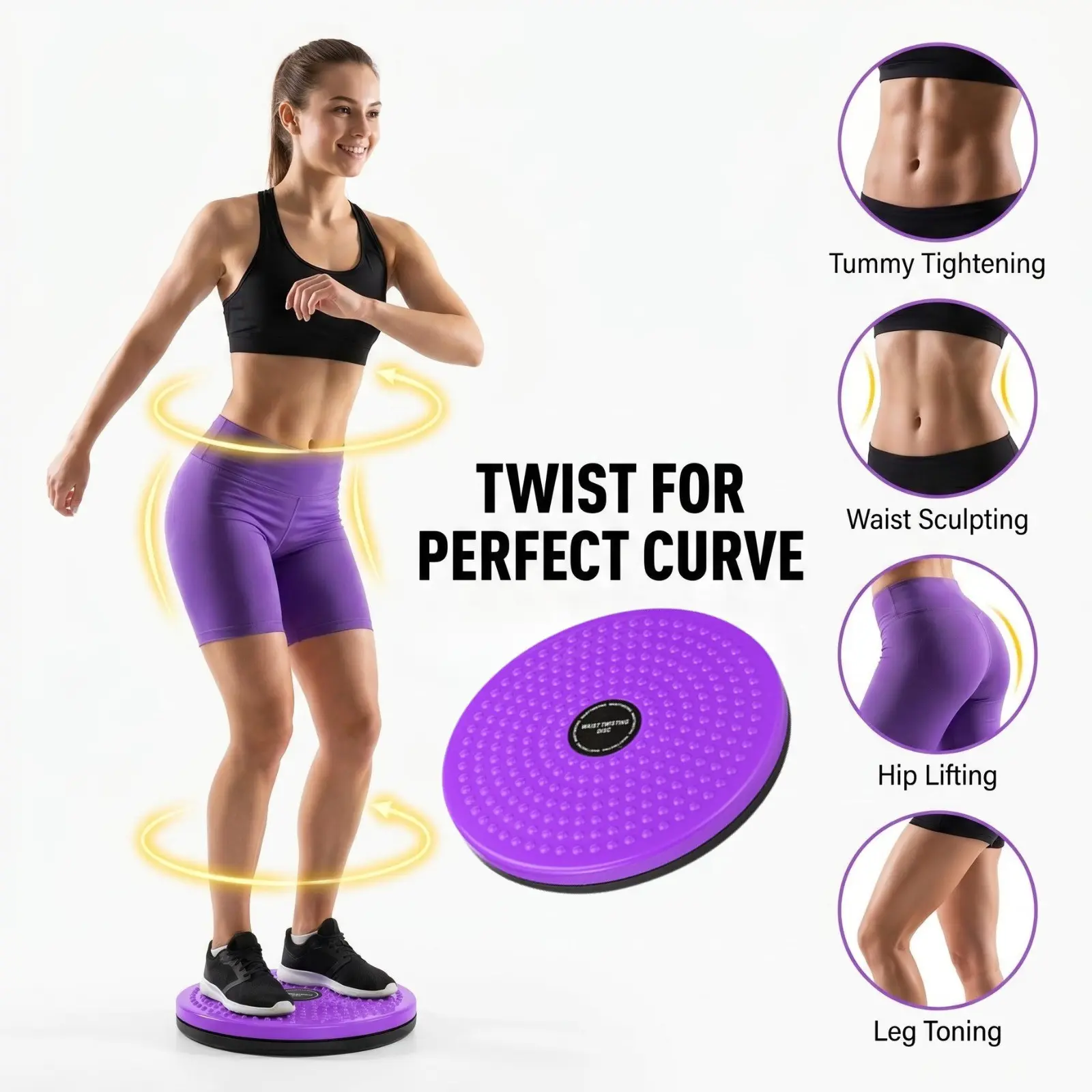 Waist Twisting Disc, Abdominal Shaper, Stomach Workout Equipment, Balance Trainer, Indoor Fitness, Core Muscle Workout, Portable, Fun Exercise, Easy Storage, Multi-Functional