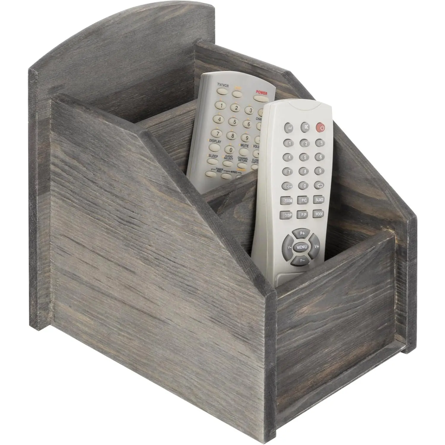 Rustic Dark Gray  Remote Control Holder Organizer  with 3 Compartments, TV & Media Remote Storage Box for Living Room