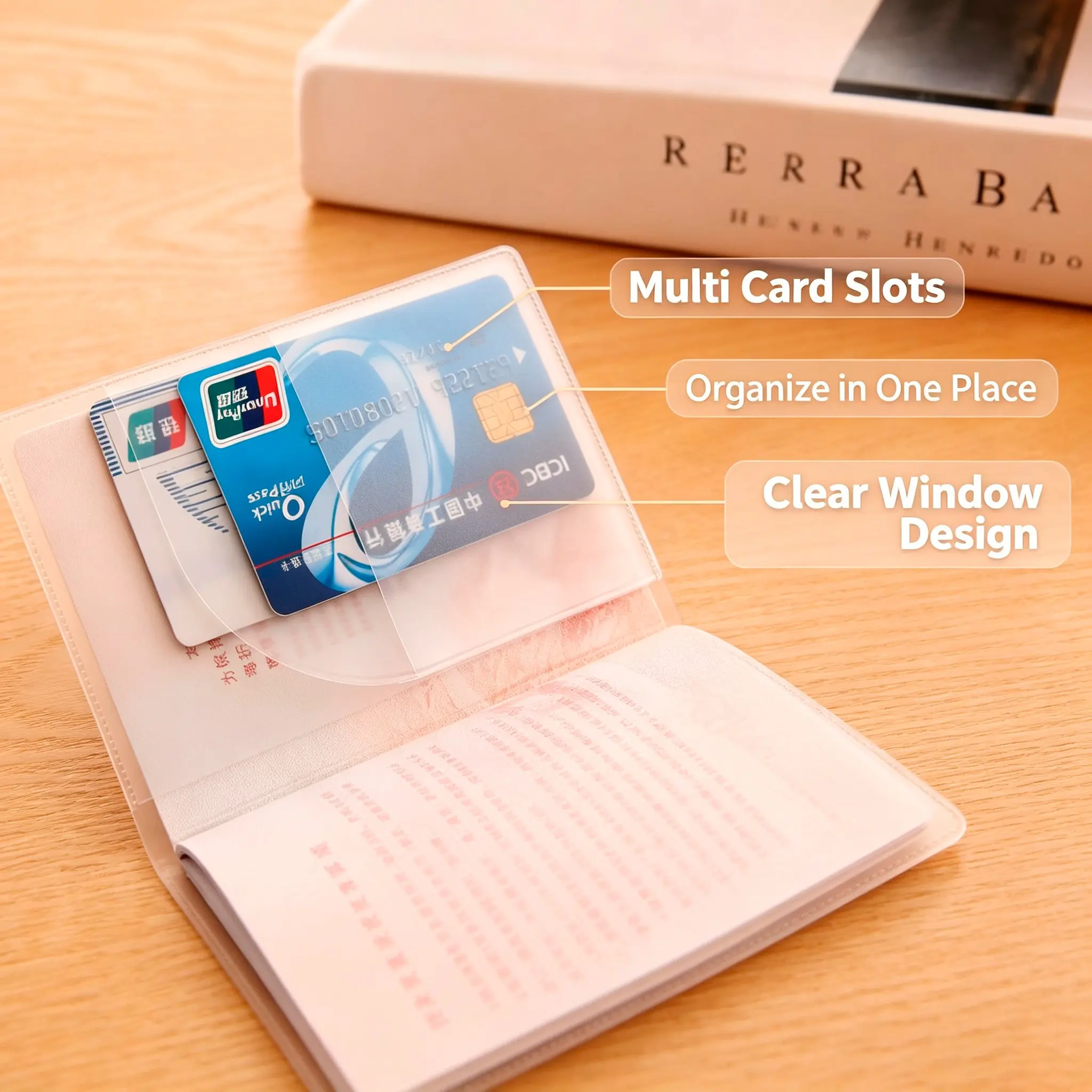 Multi-Functional Durable ID Protection Case, Matte Transparent PVC Passport Cover, Anti-Scratch Dustproof Travel Accessory