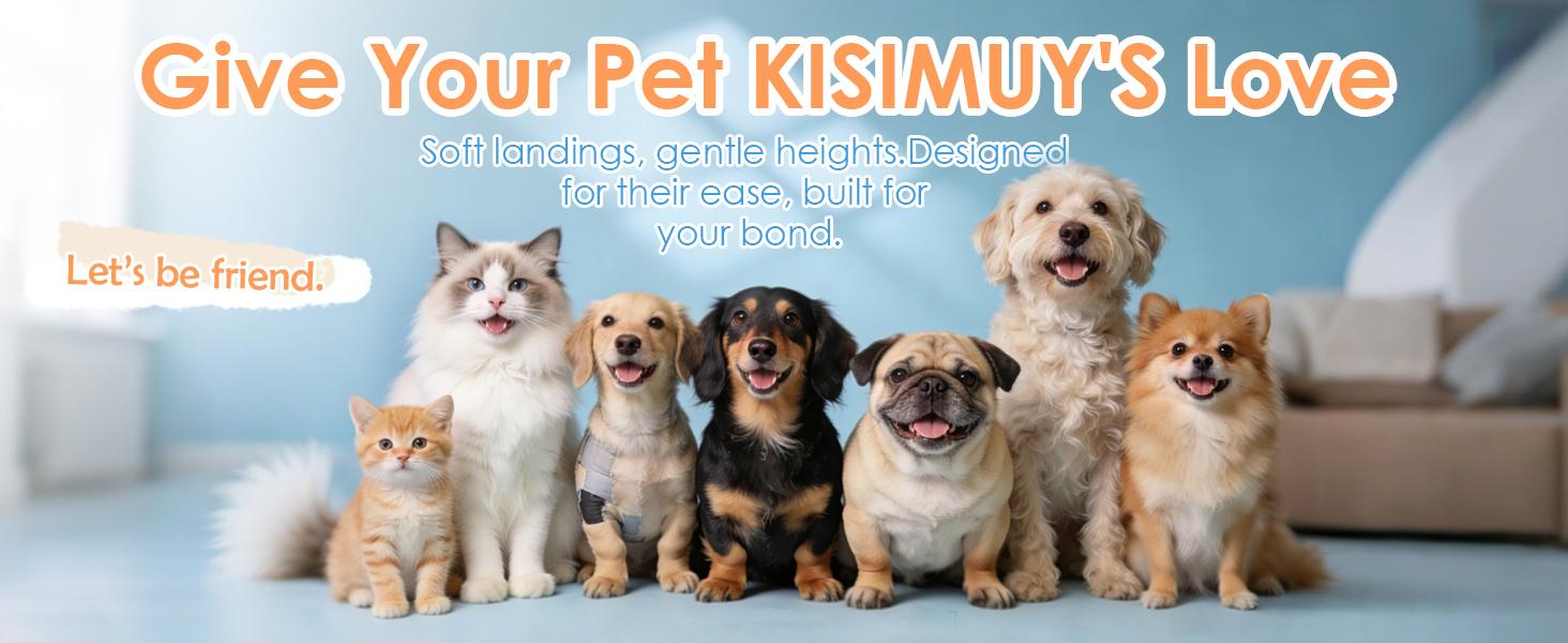 Dog Stairs for Small Dogs and Cats, 4-Step Dog Ramp for Couch and Bed, Foldable 2-in-1 Wooden Pet Steps for Puppy, Split Ottoman Design, Beige