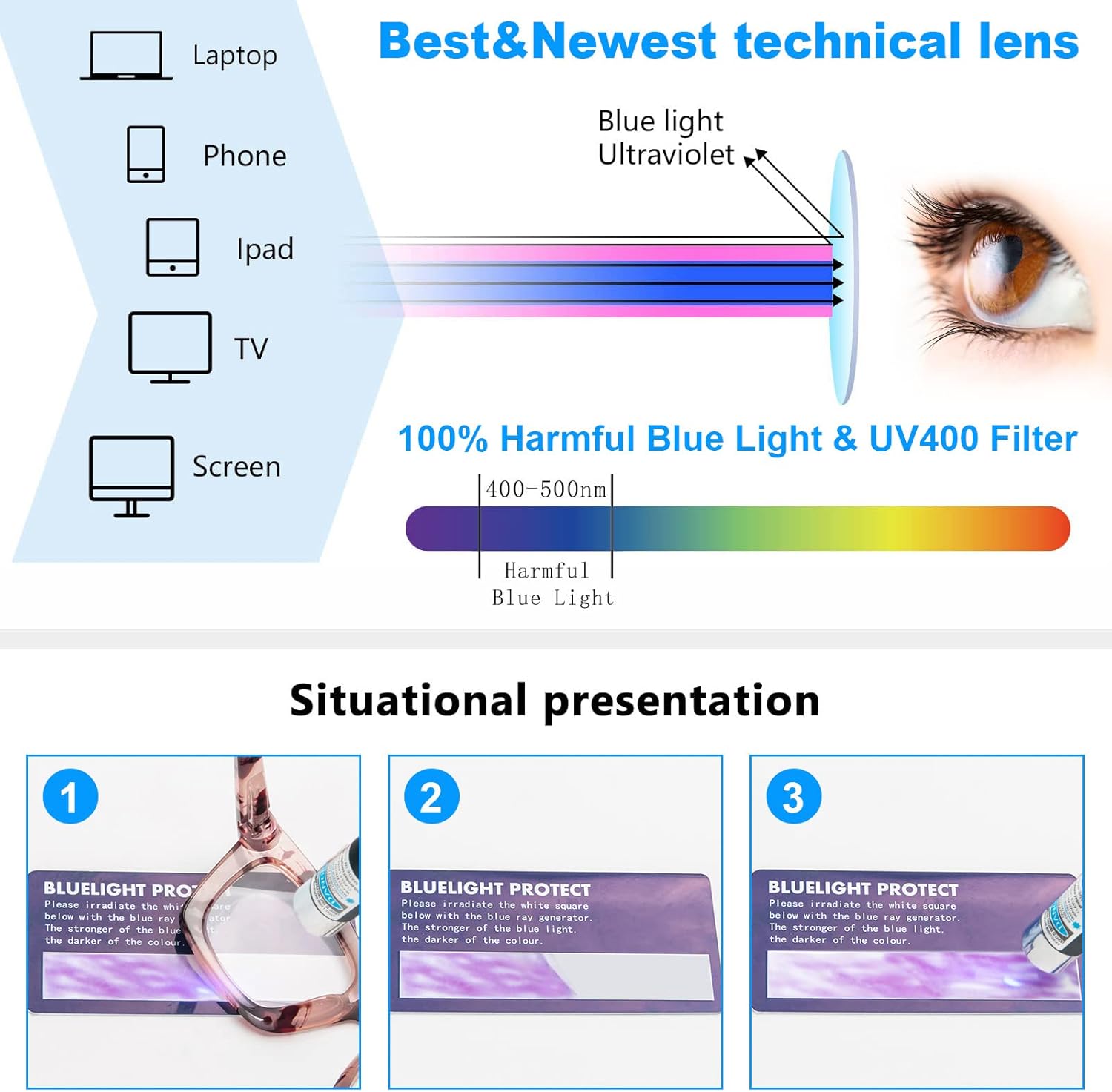 Oprah Style Reading Glasses for Women, Blue Light Blocking Cute Oversized Square Computer Readers Spring Hinge