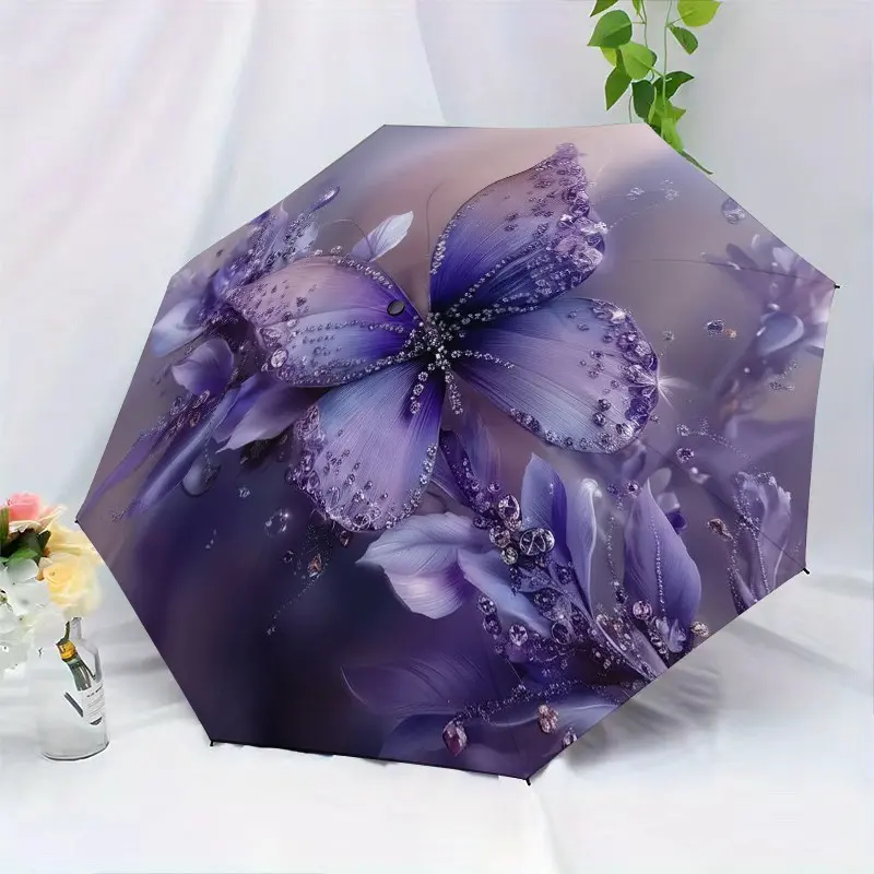 Butterfly Folding Umbrella, Portable Automatic Design, Perfect Gift for Christmas and Birthdays, Ideal Outdoor Accessory