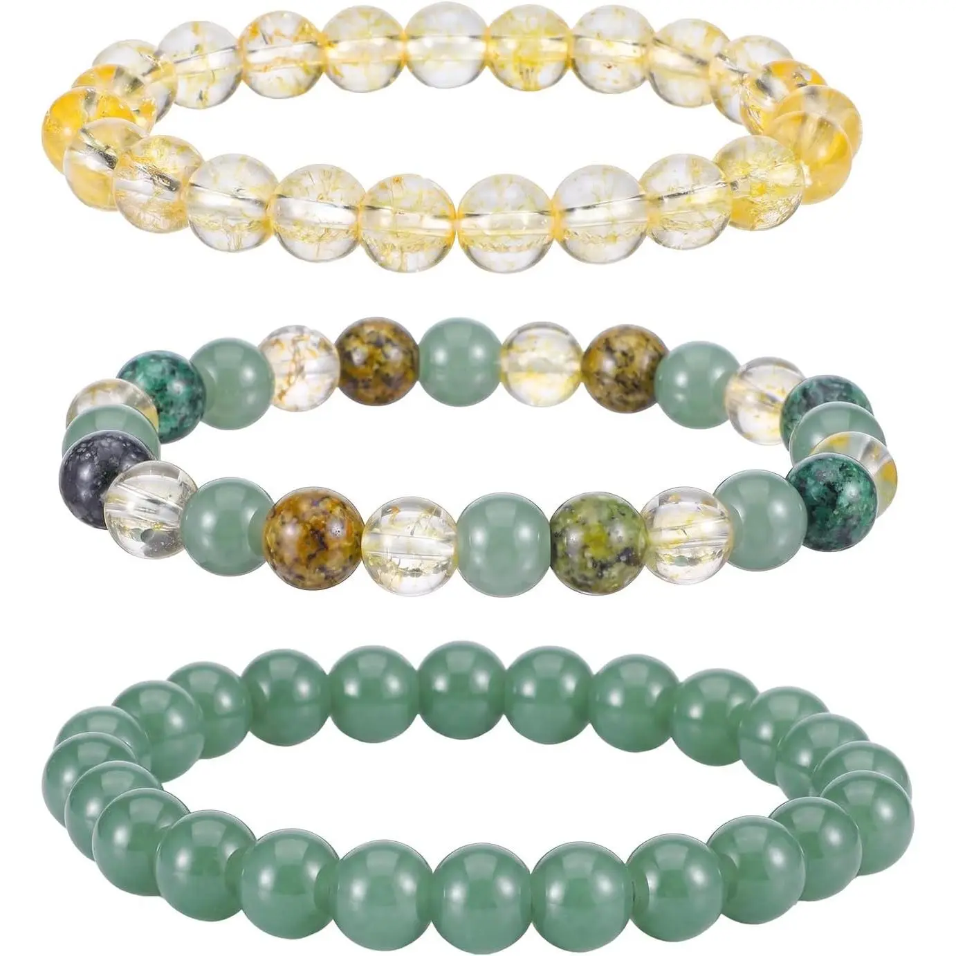 3 count Wealth  Bracelets,  Luck Bracelet  Gifts |  Turquoise  Bracelets, for Women Men, Green Aventurine, Feng Shui Bracelet
