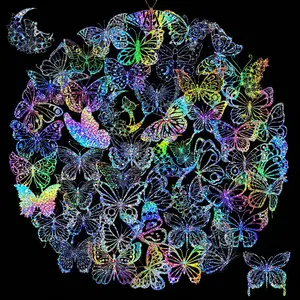 100 sheets/pack, transparent butterfly laser sticker Holographic Stickers laser flash holographic sticker