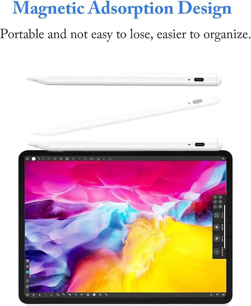 Active Stylus Pens for Touch Screens with Magnetic Design, Rechargeable Universal Stylus Pen, Fine Point Stylus Pen For iPad Pro/Air/Mini/For iPhone/For iOS/For Android/For Tablets Writing & Drawing-White