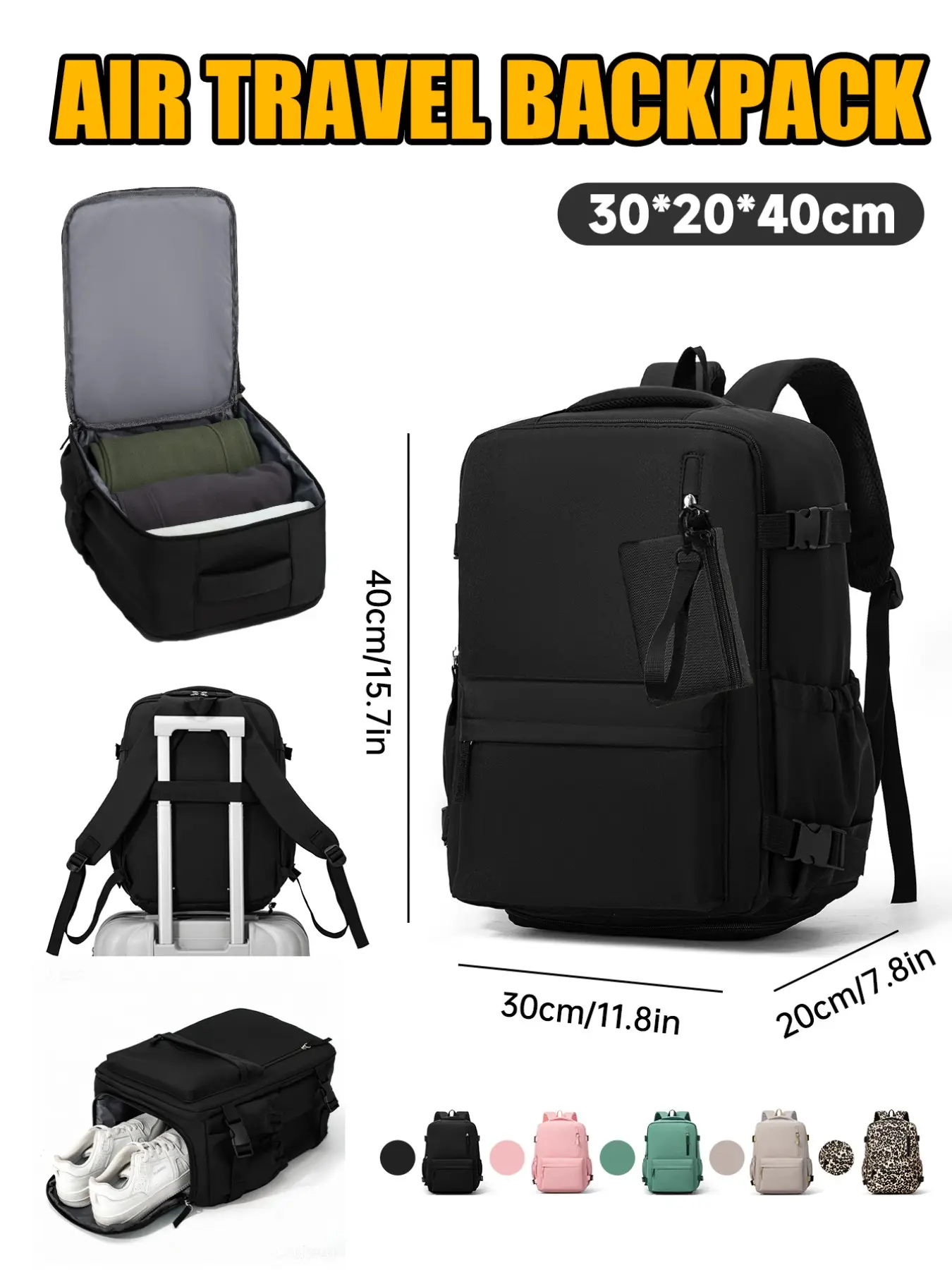 40x30x20cm Travel Backpack for Women & Men, Large Sturdy Laptop Bag, Ideal for Business, Casual, Hiking, Back-To-School, Durable Fabric Material, With a zero wallet