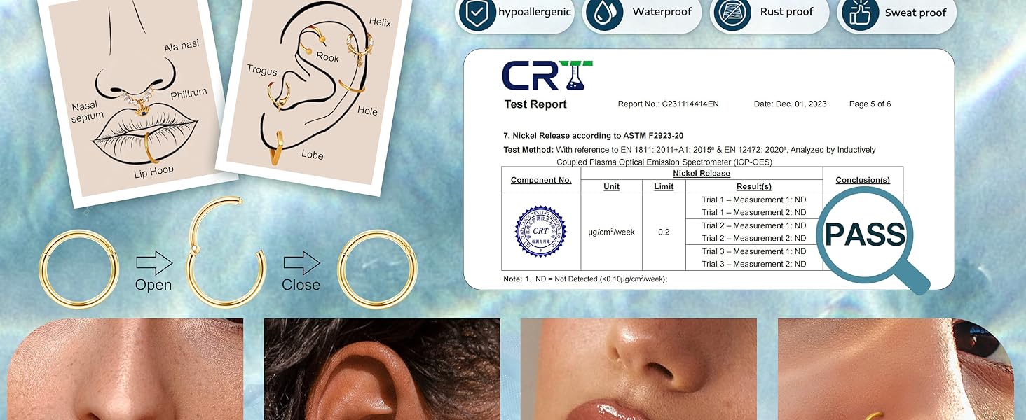 YADOCA 20PCS Septum Rings 16G for Women - Hypoallergenic Surgical Steel Daith Piercing Jewelry Cute Dangle Nose Ring Clicker for Helix, Tragus, Daith, Cartilage Earrings Hoop