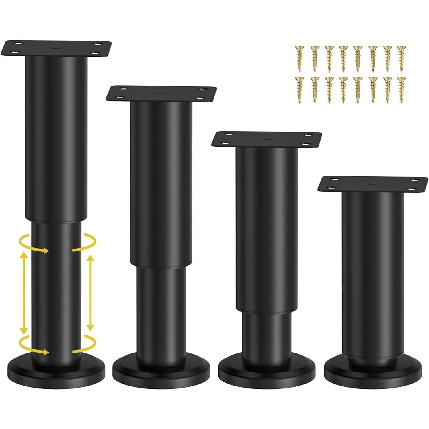 4 Pcs Metal Adjustable Furniture Legs 4.72-7.08 inch, Heavy Duty Replacement Support Legs for Sofa, Bed, Chair, Couch, Dresser, Table, Bed Frame, Center Slat