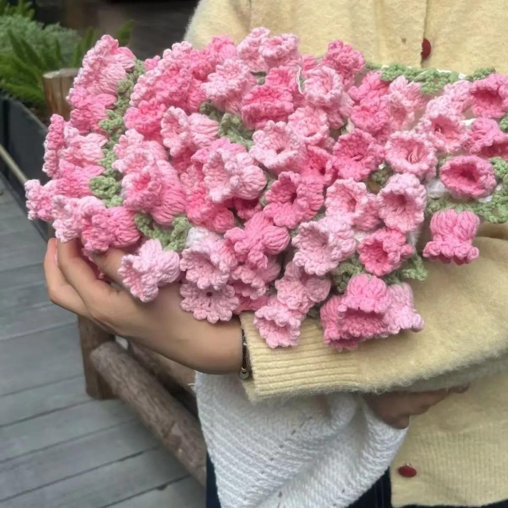 Creative 60cm Flower Bouquet Blanket Finished Product Crocheted Sunflower Blanket Lily of The Valley Bouquet Blankets Gifts