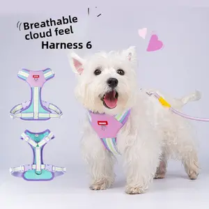 Breathable dog harness and leash, lightweight and non-restrictive dog walking harness, puppy harness and dog leash