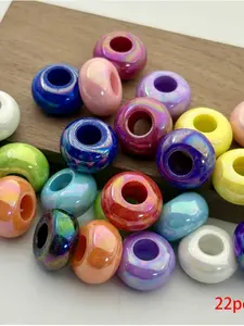 22pcs 8*14mm - Colorful abacus beads, solid flat-round beads, Acrylic beads with large holes - suitable for DIY decorative bead making, clothing decorations and accessories, art and craft supplies, and sewing material