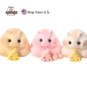 Furry Soft Silicone Squishy Hamster Mouse Customizable Squeezable Stress Relief Sensory Fidget Toys Ship from U.S.
