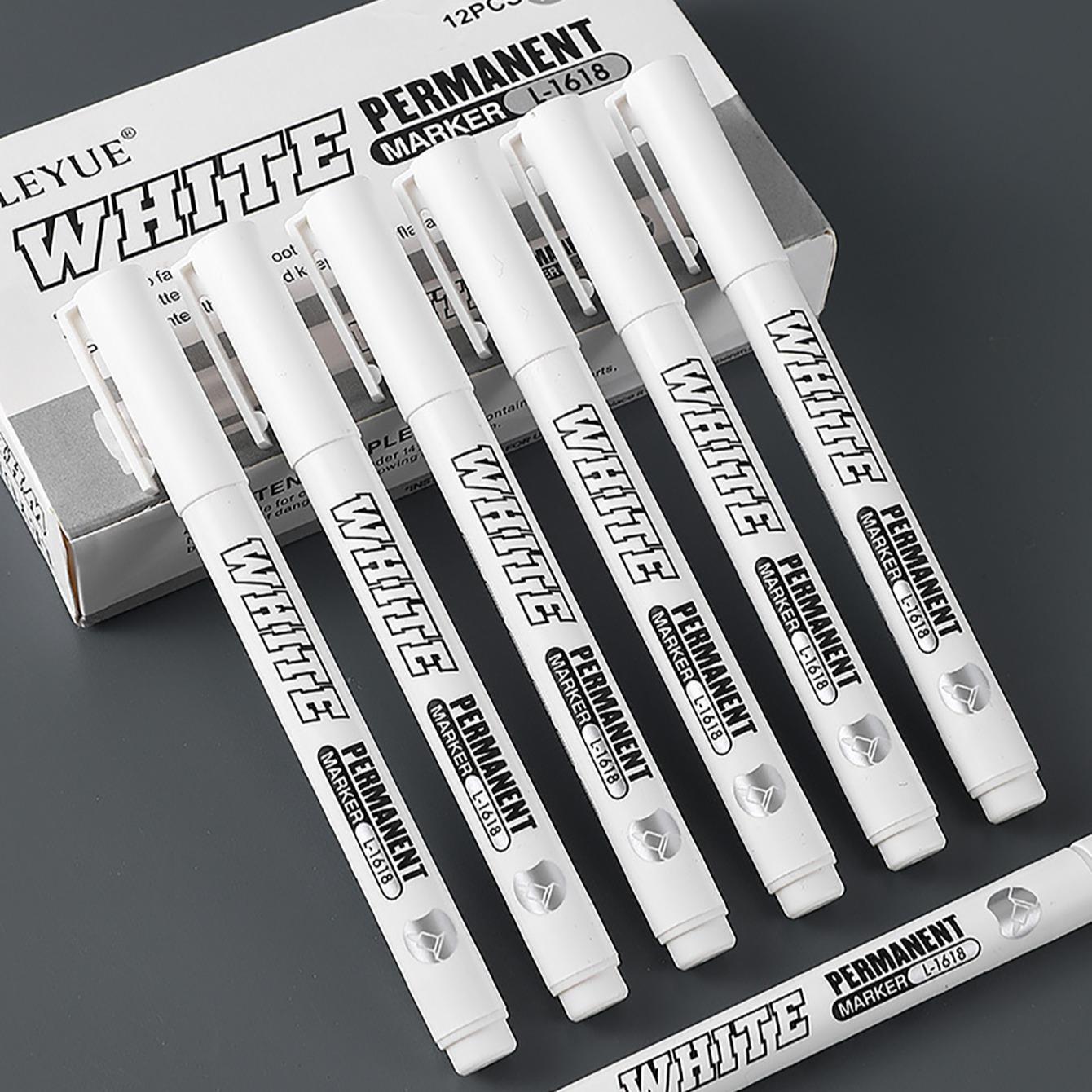 White Ink Marker Pen, 1/2/3/4/5 Counts Quick-Dry Waterproof Paint Marker Pen, Permanent Oil Marker, Stationery Supplies for Home, School and Office #GLOBAL PICKS