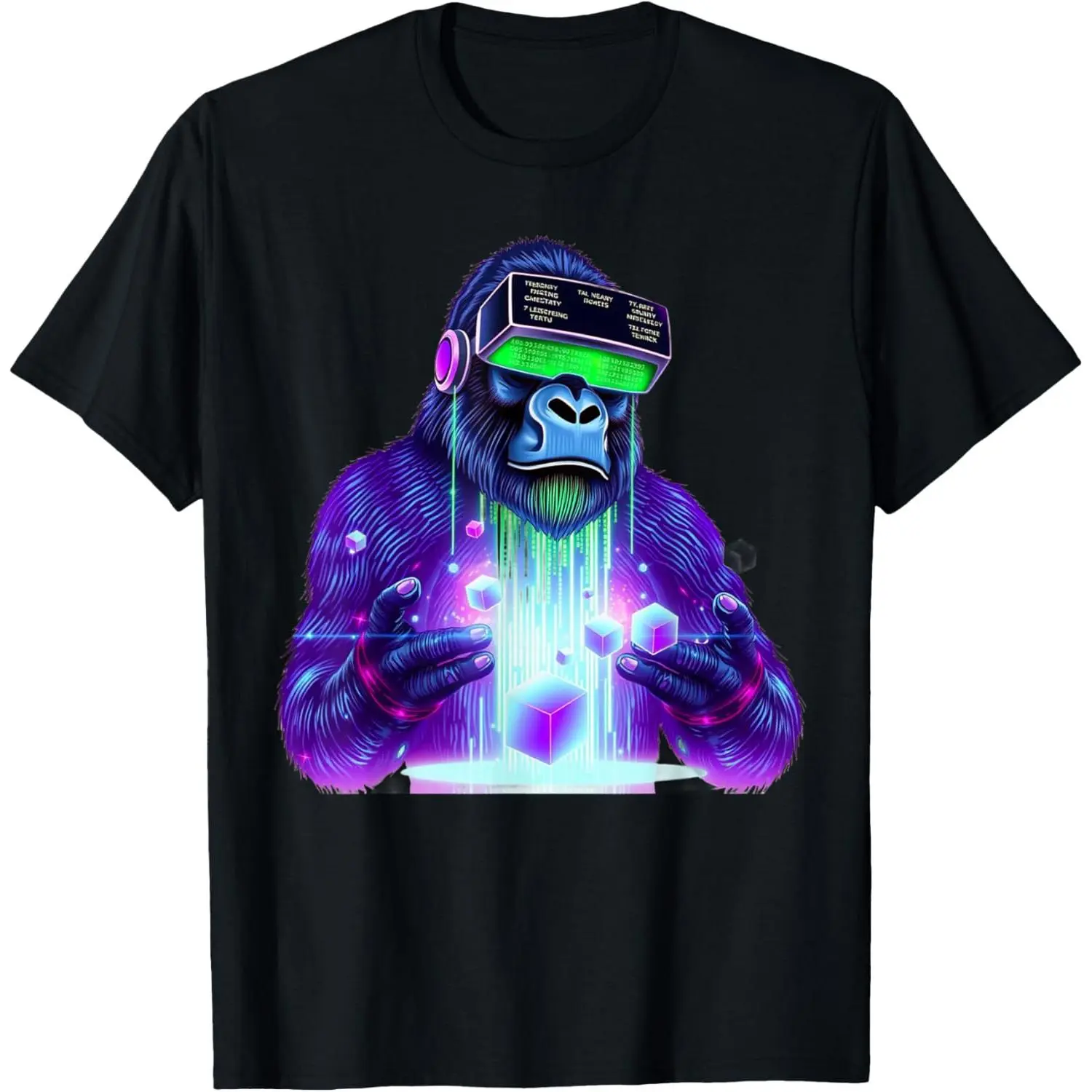 Men's Unisex Funny Gorilla VR Gamer Casual T-Shirt - 100% Cotton Breathable Oversized Relaxed-Fit Garment with Drop Shoulders for Street Style Gaming Costumes