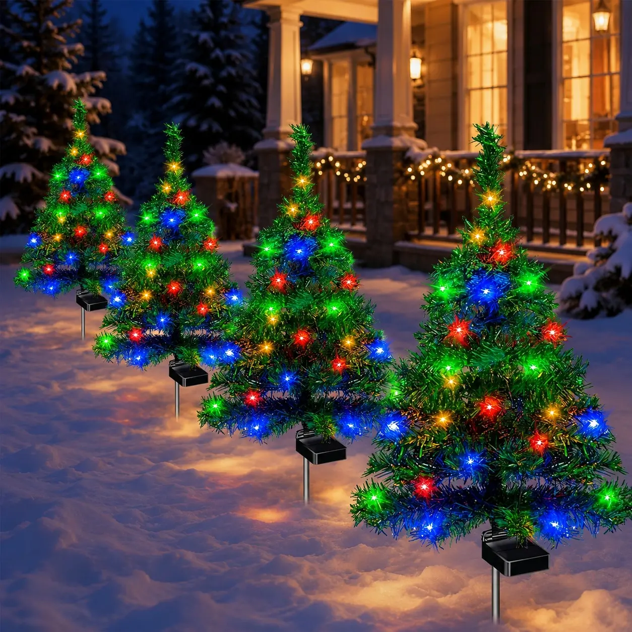 2026 New Waterproof Solar Christmas Tree Lights Holiday Decorations, Outdoor Courtyards, Gardens, Lawns, Small Path Light, Atmosphere Lights, Solar Pathway Christmas Tree Stake Light