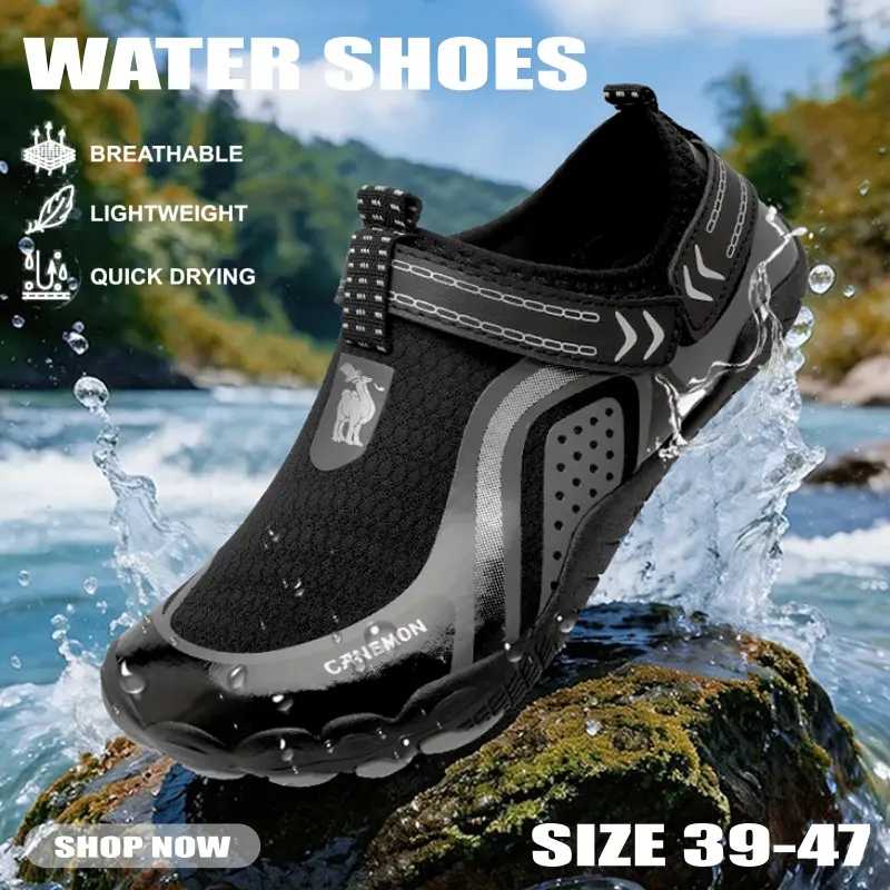 Men's Casual Slip On Water Shoes, Lightweight Barefoot Design, Breathable and Quick-Drying for Outdoor Pool & Beach, Barefoot Aqua Shoes, Breathable Shoe