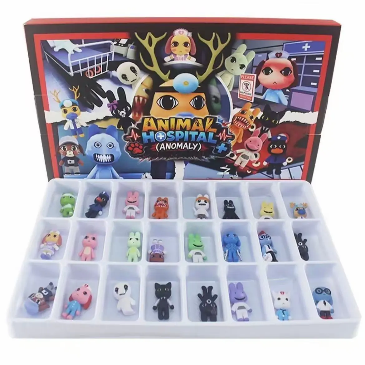 24-Day Horror Animal Hospital Blind Box Calendar, Room Decor Mini Statues, Halloween and Christmas Gifts, Unique Holiday Ornament