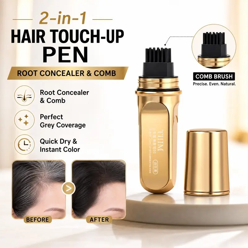 Root Touch‑Up Stick, fast gray hair coverage, precise comb‑tip application, lightweight natural hair tone, transfer‑resistant, polished daily hairstyle, usable anytime anywhere