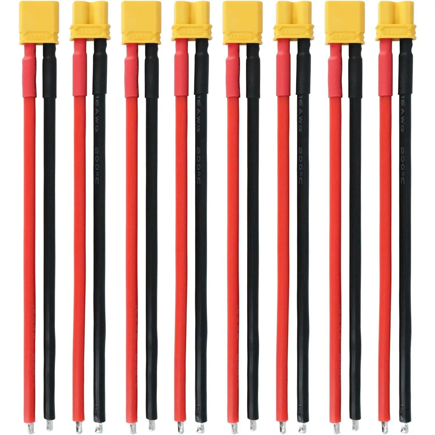 Connector Plug Cable - 5 Pairs Female and Male XT30U Extension Cables with 16AWG 100mm Silicon Wire Cables for RC Lipo Battery Connectors Drone Car Boat