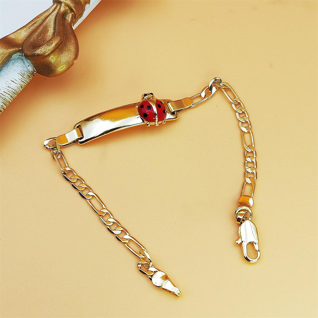 Gold Tone Ladybug Enamel Bracelet for Women & Girls, Cute Spring Inspired Design, Trendy Aesthetic Fashion Jewelry, Lightweight & Delicate for Daily Wear, Outdoor & Holiday Gift Giving