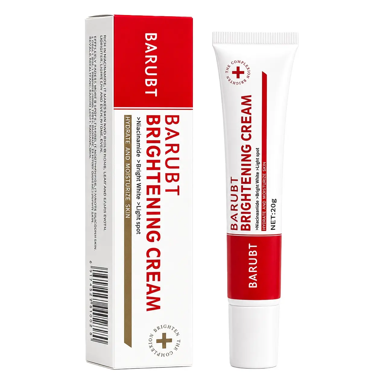 BARUBT Niacinamide Brightening Cream, Spot Fading Moisturizing Facial Cream For Dark Spots Freckles Sun Spots, Even Skin Tone Hydrating Lightening Skin Cream 20g #BrighteningCream #SpotRemoverCream #NiacinamideSkincare #FreckleRemover #SunSpotTreatment