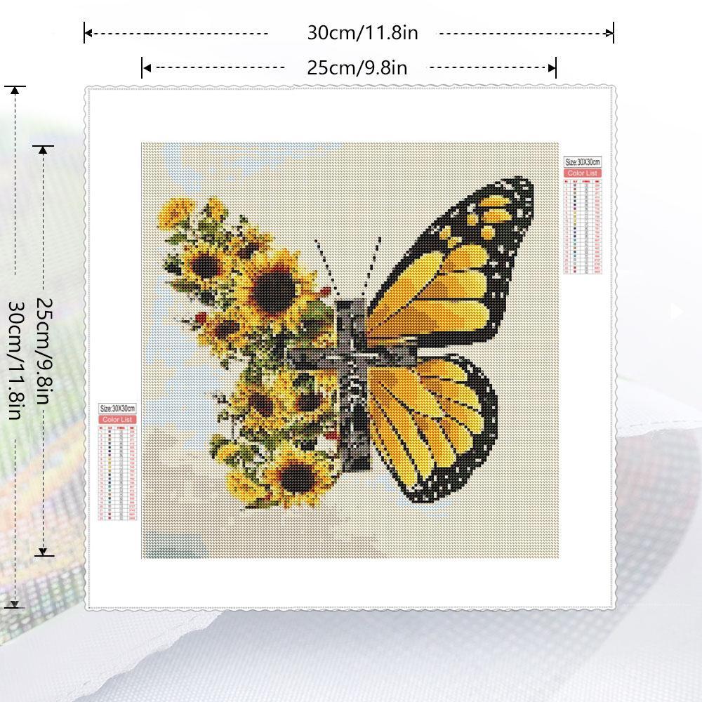 Butterfly & Sunflower Pattern DIY Diamond Arts Colorful Painting Kit without Frame, 1 Set DIY 5D Diamond Arts Painting for Home Bedroom Wall Decor